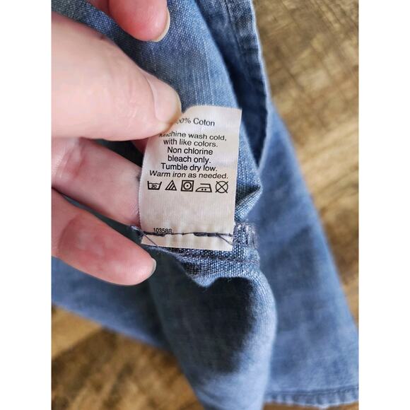 J. Crew Chambray 3/4 Length Ruffle Flare Dress Women's Size 0 Shift Coastal - Picture 11 of 11